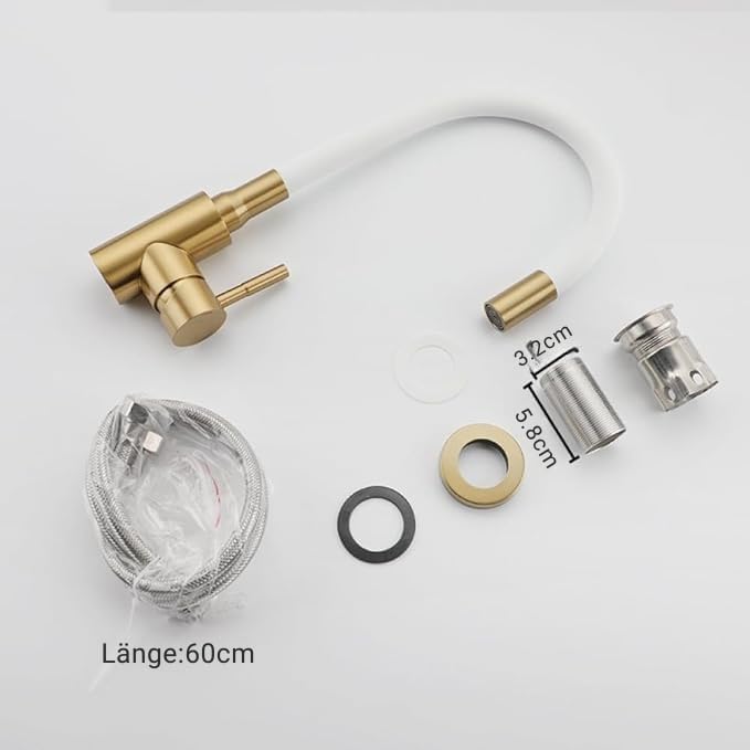 Küchenarmatur mit 360° Schwenkauslauf – Hochwertiger Wasserhahn aus Messing mit Zugbrause & Keramikkartusche