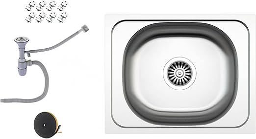 Edelstahlspüle – Robuste Einbauspüle inkl. Siphon-Set (50x40)