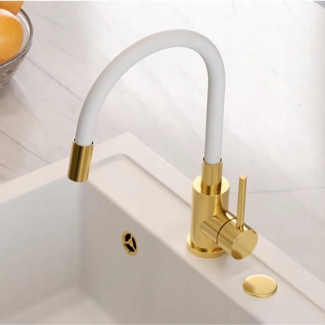 Küchenarmatur mit 360° Schwenkauslauf – Hochwertiger Wasserhahn aus Messing mit Zugbrause & Keramikkartusche