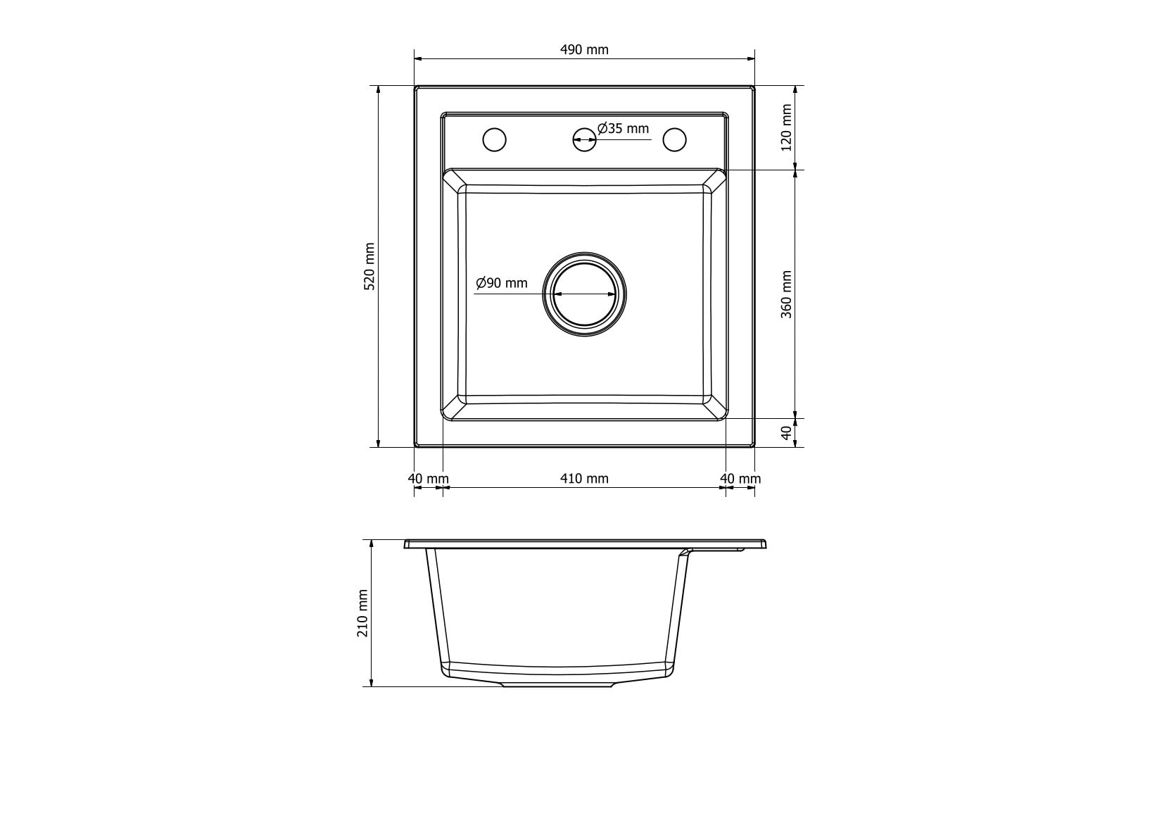 Granit Einbauspüle Milano Schwarz Gesprenkelt inkl. Armatur & Siphon-Set