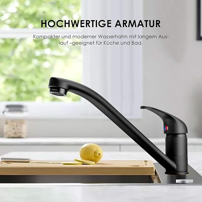 Granitspüle Element mit Abtropffläche 90x50 cm inkl. Armatur & Siphon-Set