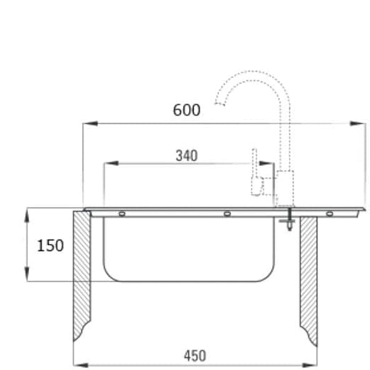 Edelstahlspüle – Robuste Einbauspüle inkl. Siphon-Set (60x50)