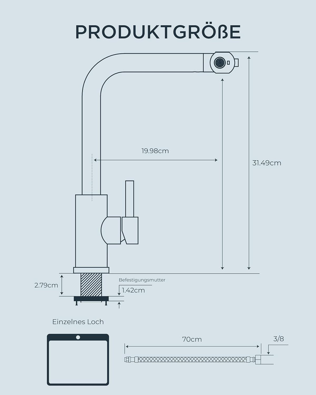 Granitspüle Element mit Abtropffläche 90x50 cm inkl. Armatur & Siphon-Set