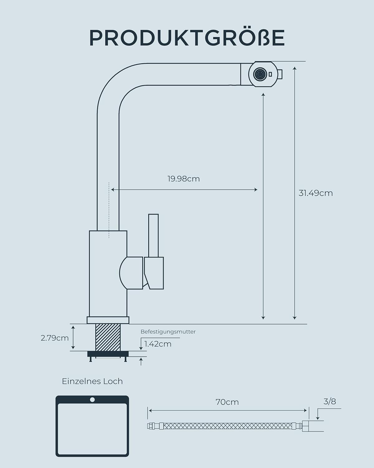 Granitspüle Element mit Abtropffläche 90x50 cm inkl. Armatur & Siphon-Set