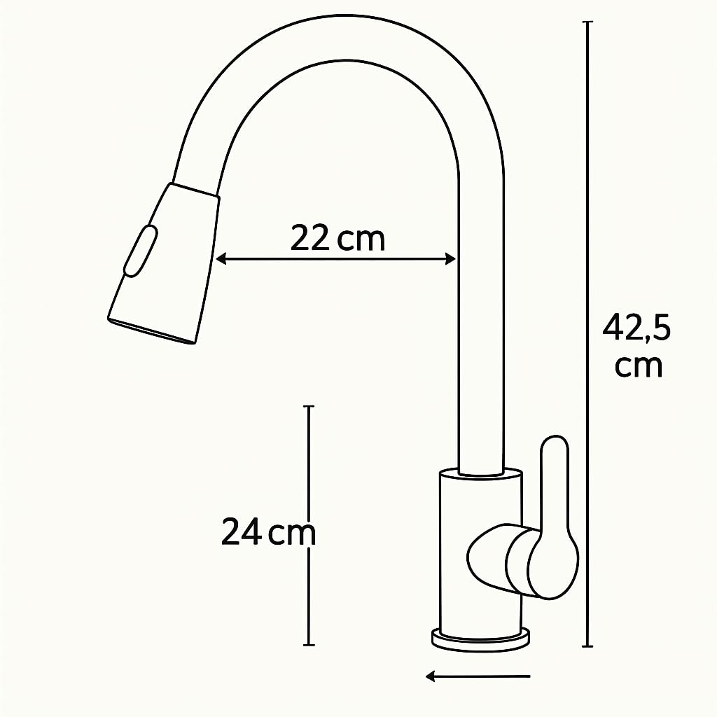 Küchenarmatur mit 360° Schwenkauslauf – Hochwertiger Wasserhahn aus Messing mit Zugbrause & Keramikkartusche