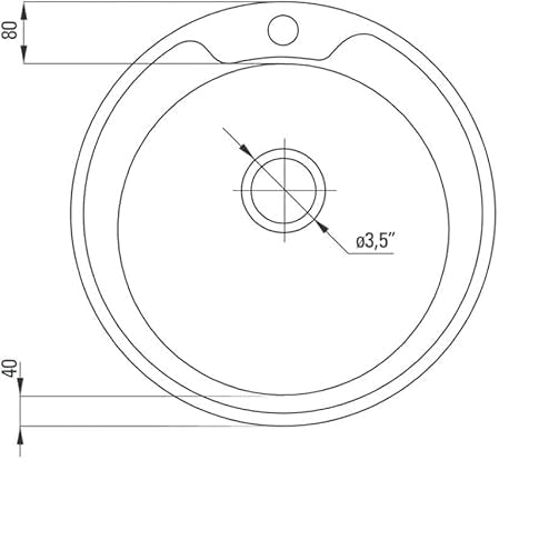 Edelstahlspüle –  Einbauspüle inkl. Siphon-Set Rund (Ø 51 cm)