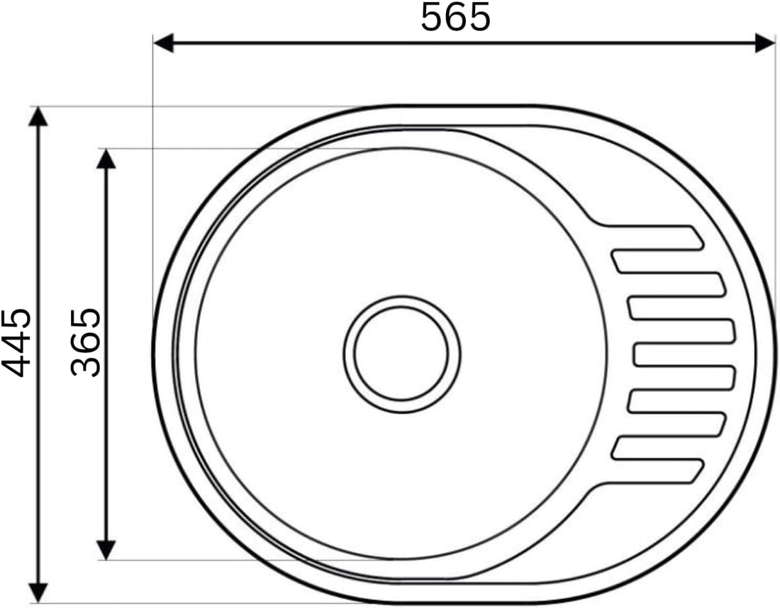 Edelstahlspüle –  Einbauspüle inkl. Siphon-Set Rund (Ø 57 cm)