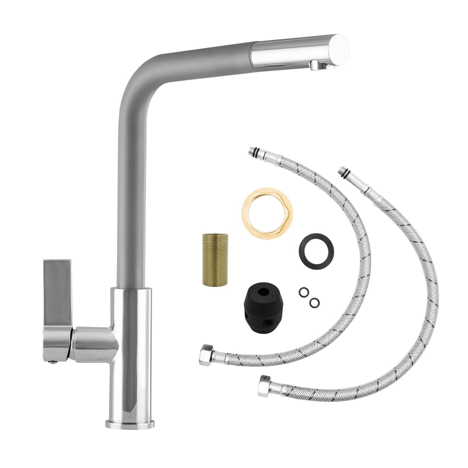 Küchenarmatur mit 360° Schwenkauslauf – Hochwertiger Wasserhahn aus Messing mit Zugbrause & Keramikkartusche