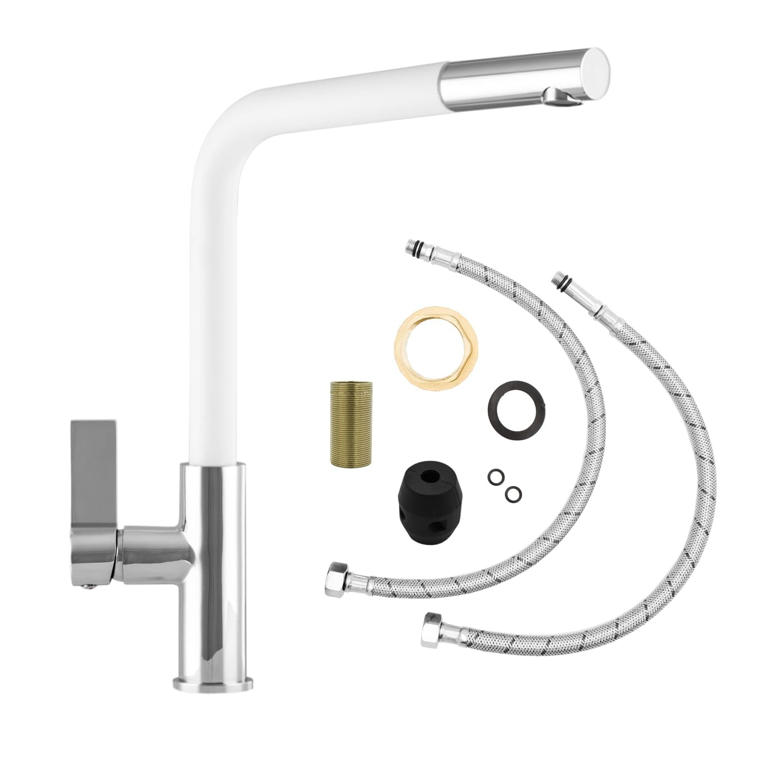Küchenarmatur mit 360° Schwenkauslauf – Hochwertiger Wasserhahn aus Messing mit Zugbrause & Keramikkartusche