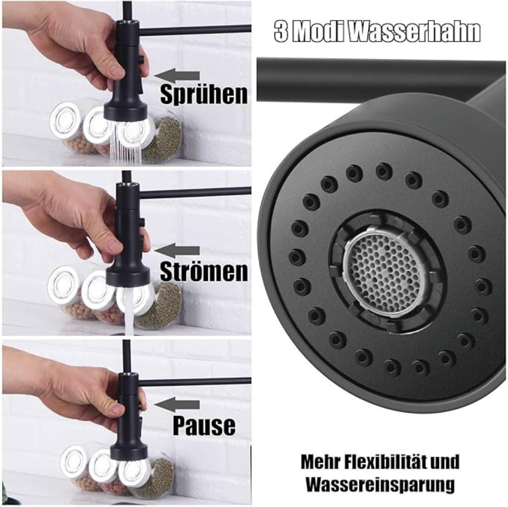 Granitspüle Element mit Abtropffläche 90x50 cm inkl. Armatur & Siphon-Set