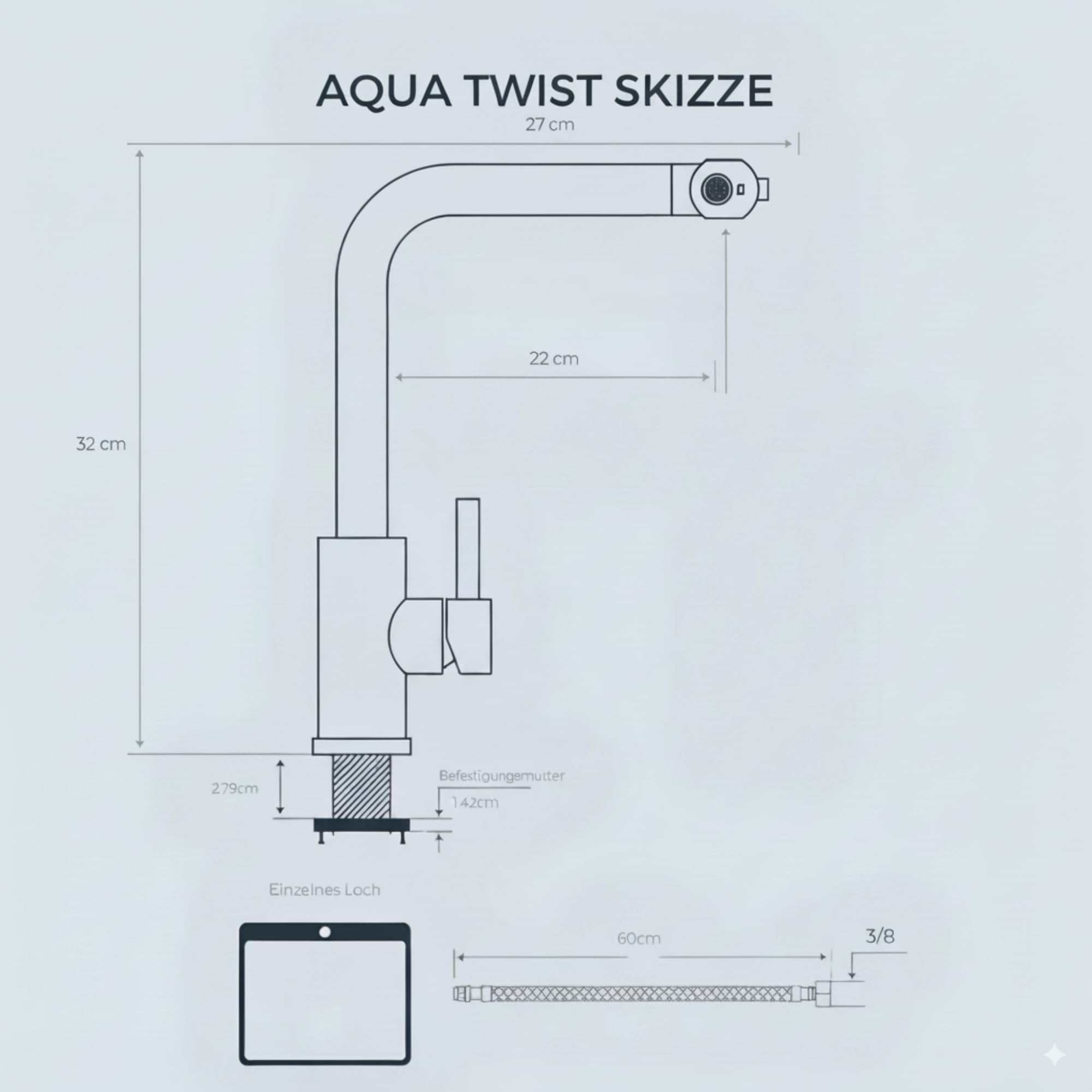 Küchenarmatur mit 360° Schwenkauslauf – Hochwertiger Wasserhahn aus Messing mit Zugbrause & Keramikkartusche