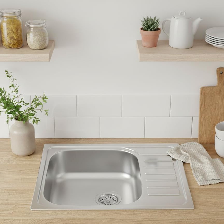 Edelstahlspüle – Robuste Einbauspüle inkl. Siphon-Set (60x50)