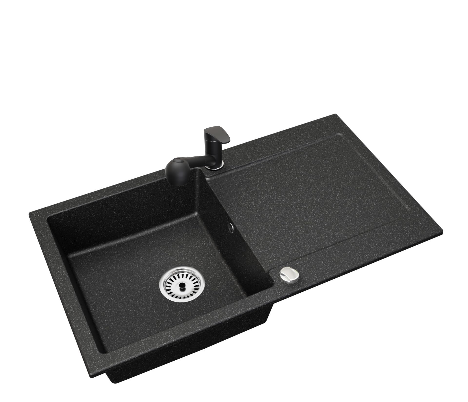 Granitspüle Element mit Abtropffläche 90x50 cm inkl. Armatur & Siphon-Set