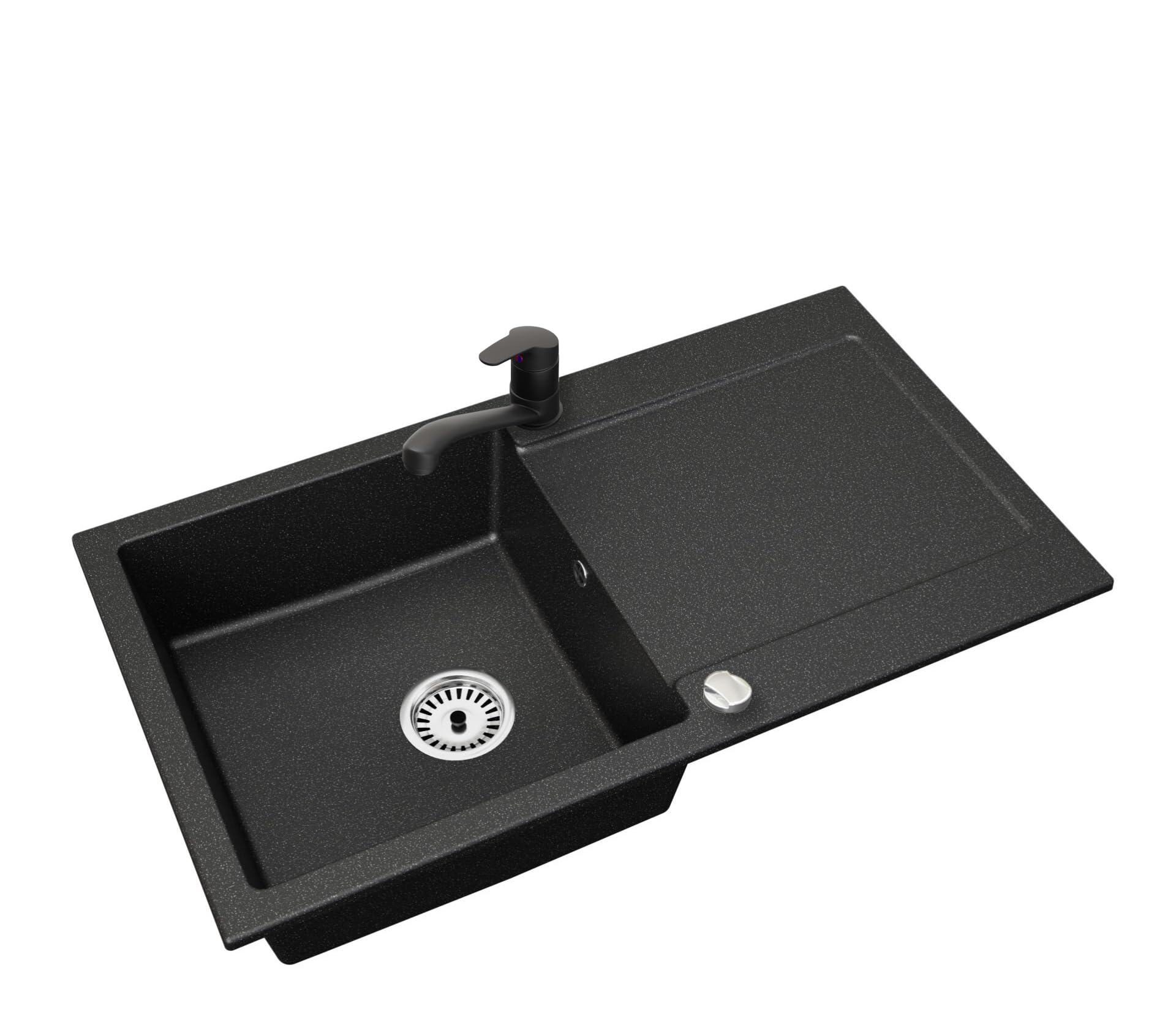 Granitspüle Element mit Abtropffläche 90x50 cm inkl. Armatur & Siphon-Set