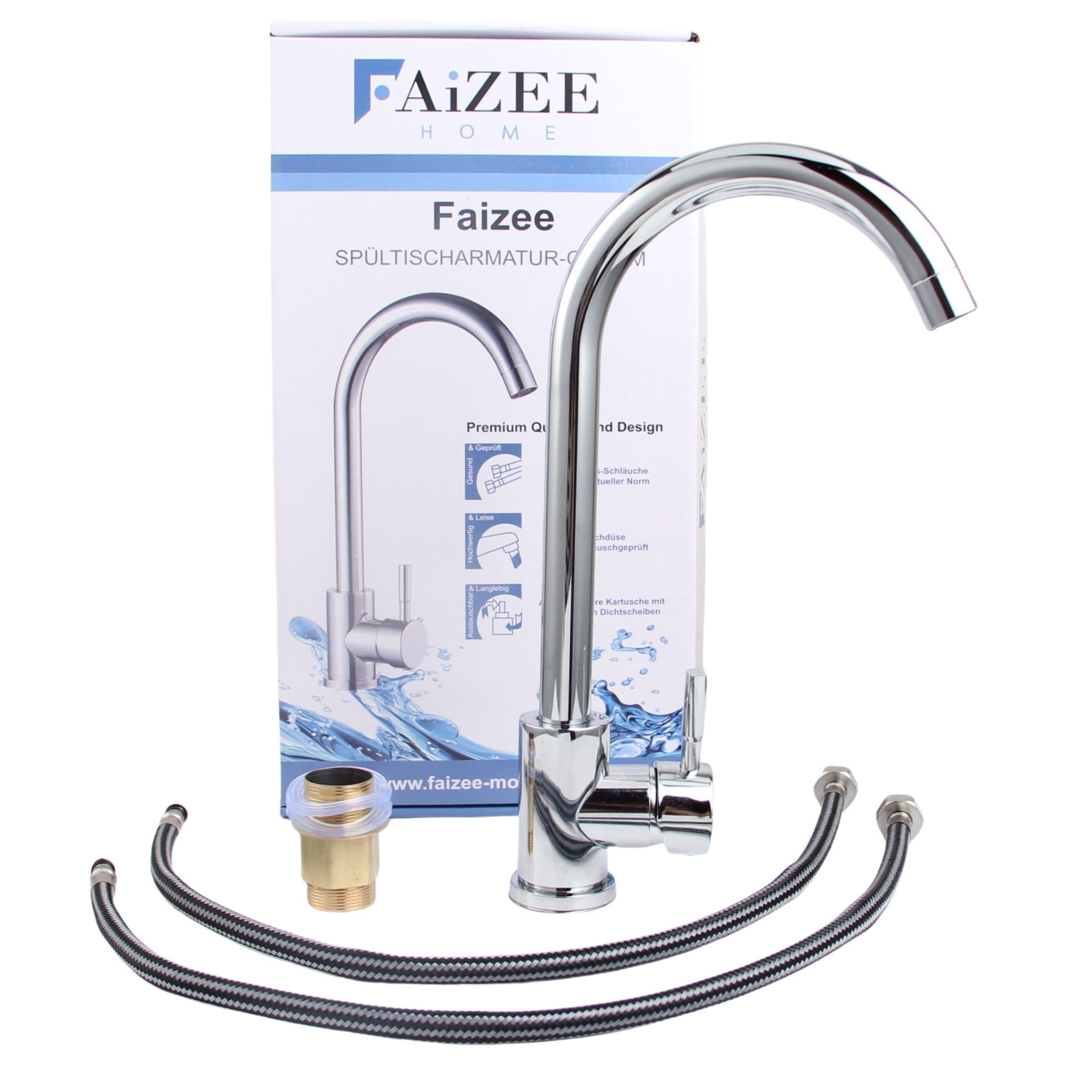Küchenarmatur mit 360° Schwenkauslauf – Hochwertiger Wasserhahn aus Messing mit Zugbrause & Keramikkartusche