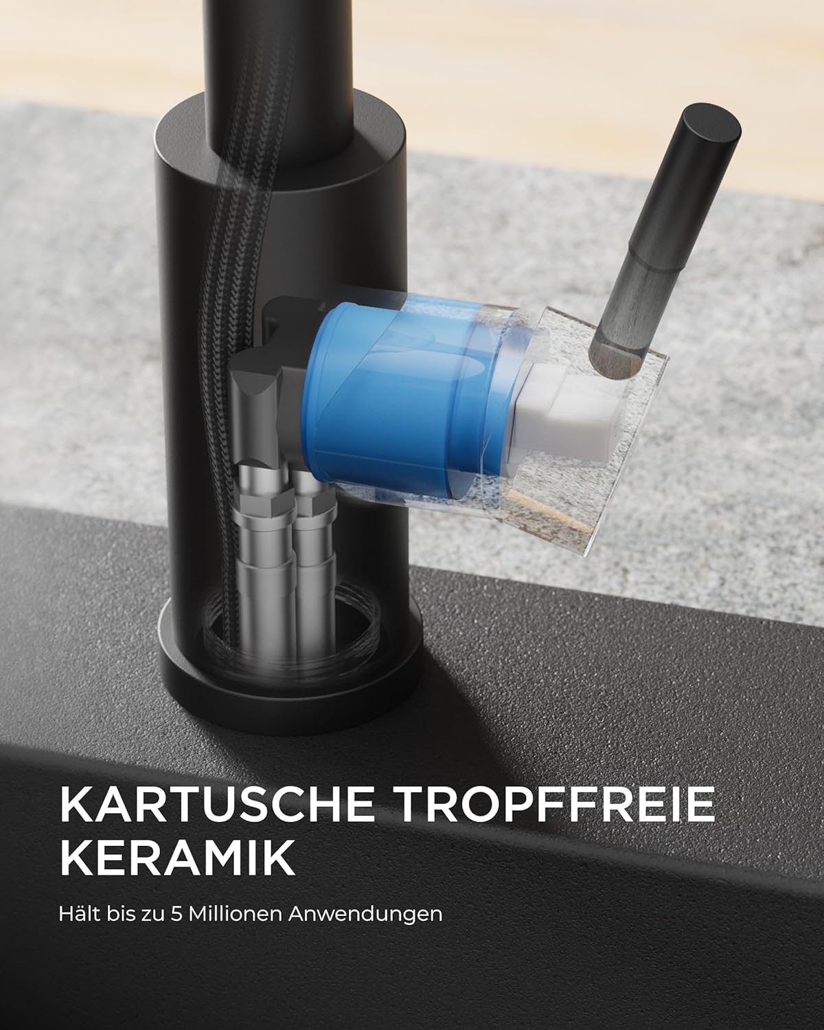 Küchenarmatur mit 360° Schwenkauslauf – Hochwertiger Wasserhahn aus Messing mit Zugbrause & Keramikkartusche