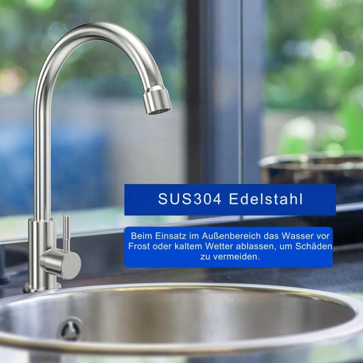 Küchenarmatur mit 360° Schwenkauslauf_Hochwertiger Wasserhahn aus Messing mit Zugbrause_Keramikkartusche