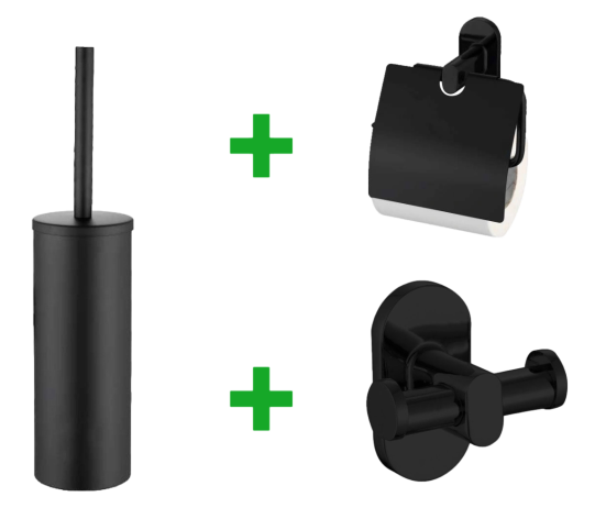 Muro Bad-Set 2/3/5-tlg Schwarz: Papierhalter, Armatur, Bürste, Handtuchhalter